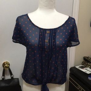 NWT Mine Women Blue Short Sleeve Blouse